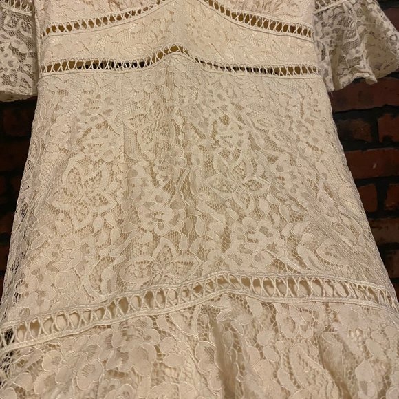 LUSH Cream Dress, Low Neck, Long Sleeve, New - Picture 3 of 5